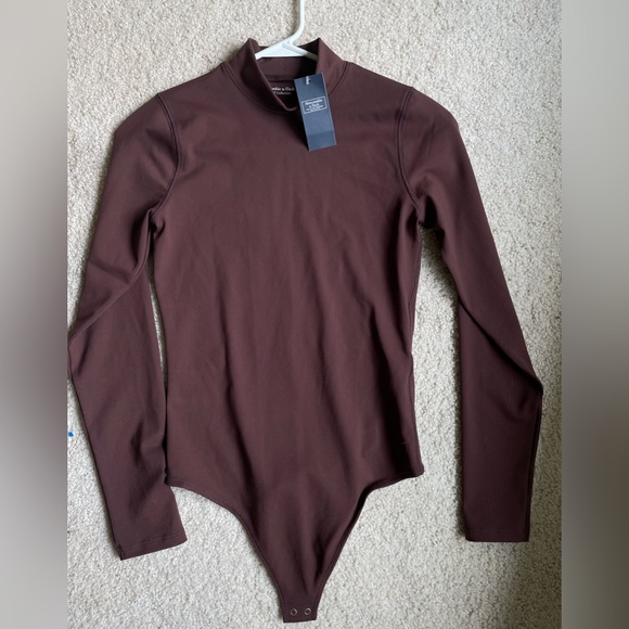 Abercrombie & Fitch Tops - Abercrombie & Fitch Soft A&F Collection Brown Long Sleeve Bodysuit Mock Neck S